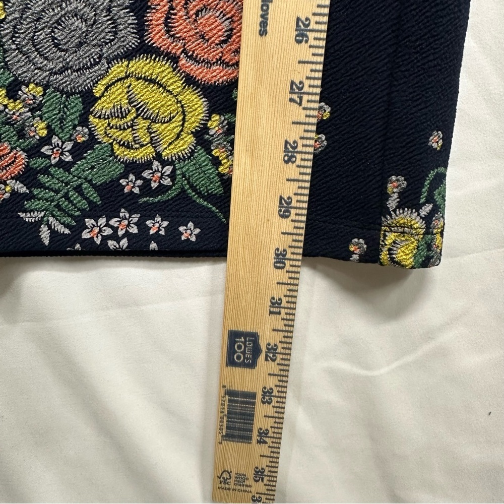 Attitudes by Renee Floral Stretch Knit Pull On Pants Small Navy - Picture 8 of 8